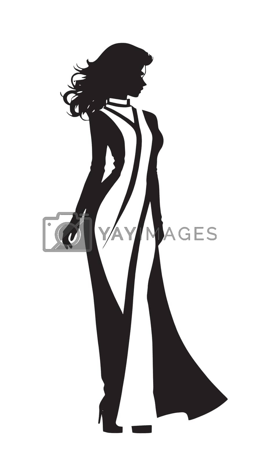 Royalty free image of Black and white fashion model. by yilmazsavaskandag