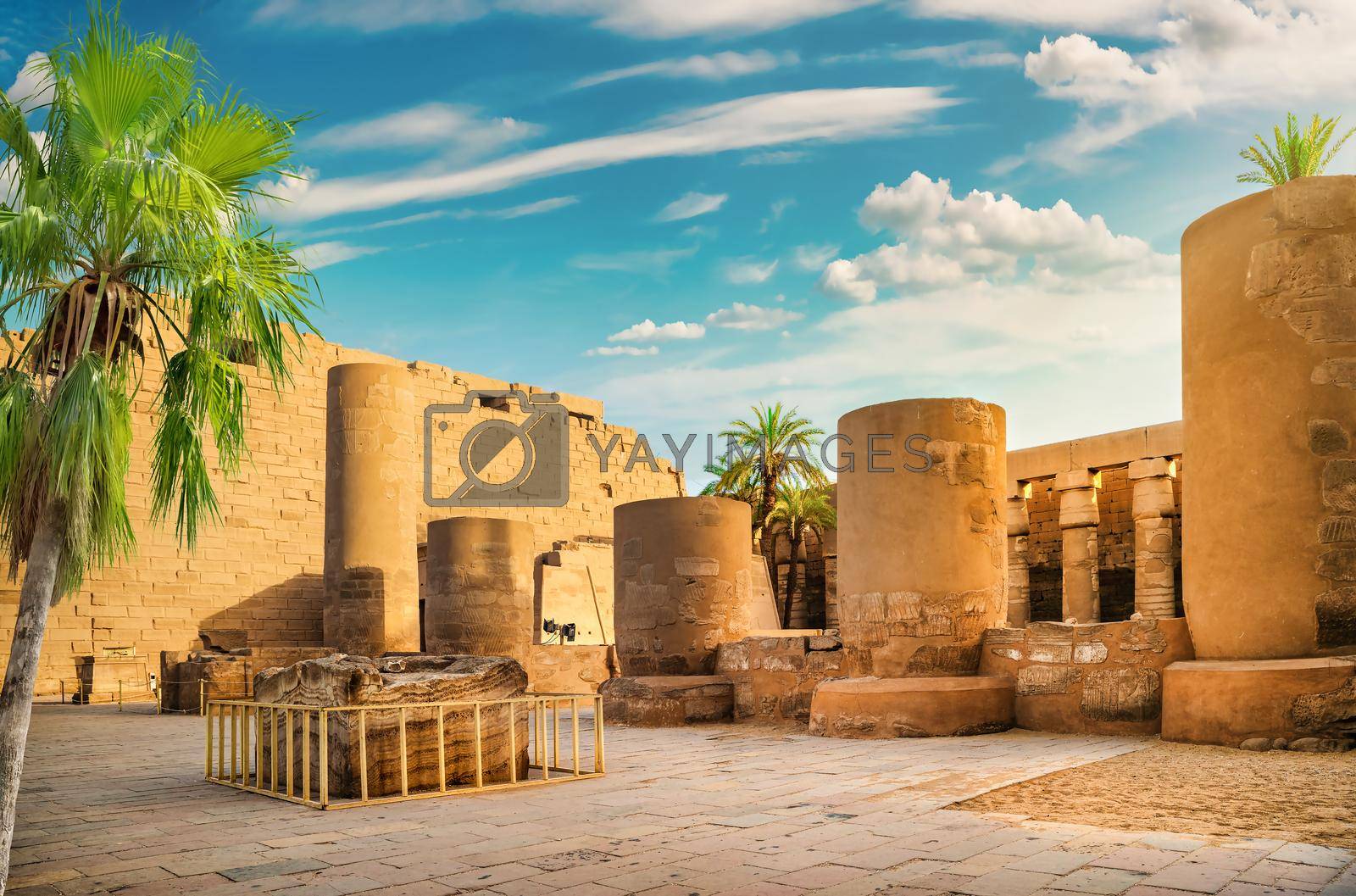 Royalty free image of Luxor Karnak temple and palm by Givaga