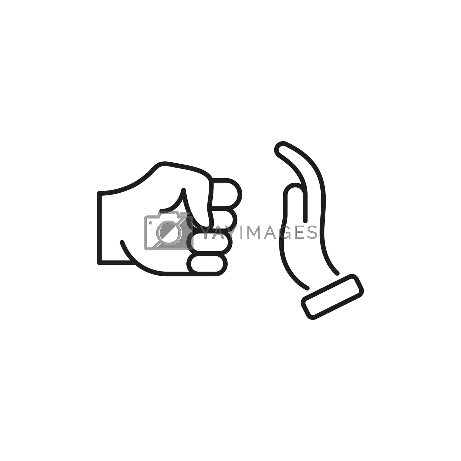 Royalty free image of Domestic Violence line icon. Stop Violence. Domestic Abuse. Fist as symbol of Violence. Line icon Fist and Stop Hand Gesture. Vector illustration by Toxa2x2