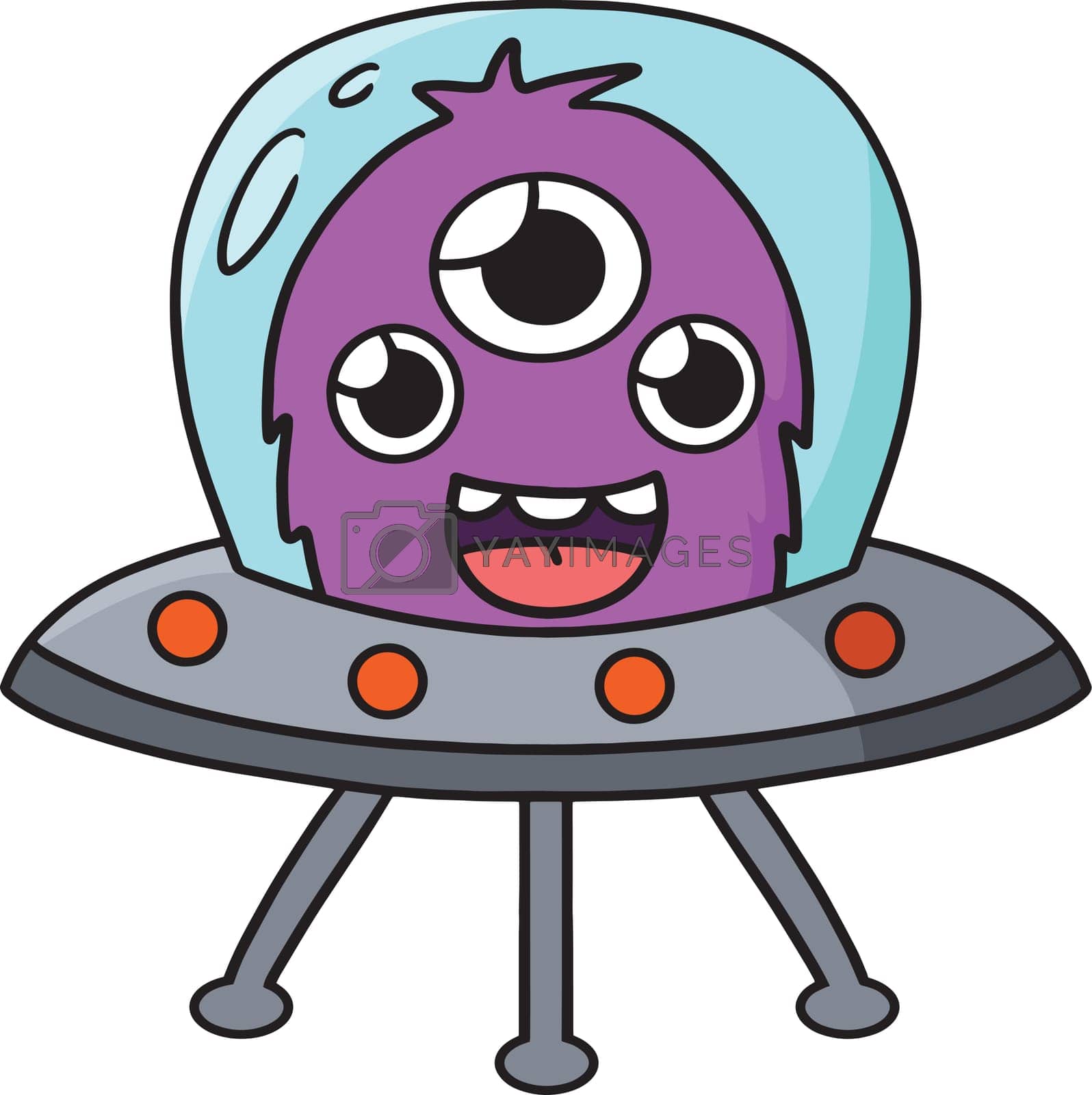 Royalty free image of UFO Alien Space Cartoon Colored Clipart by abbydesign