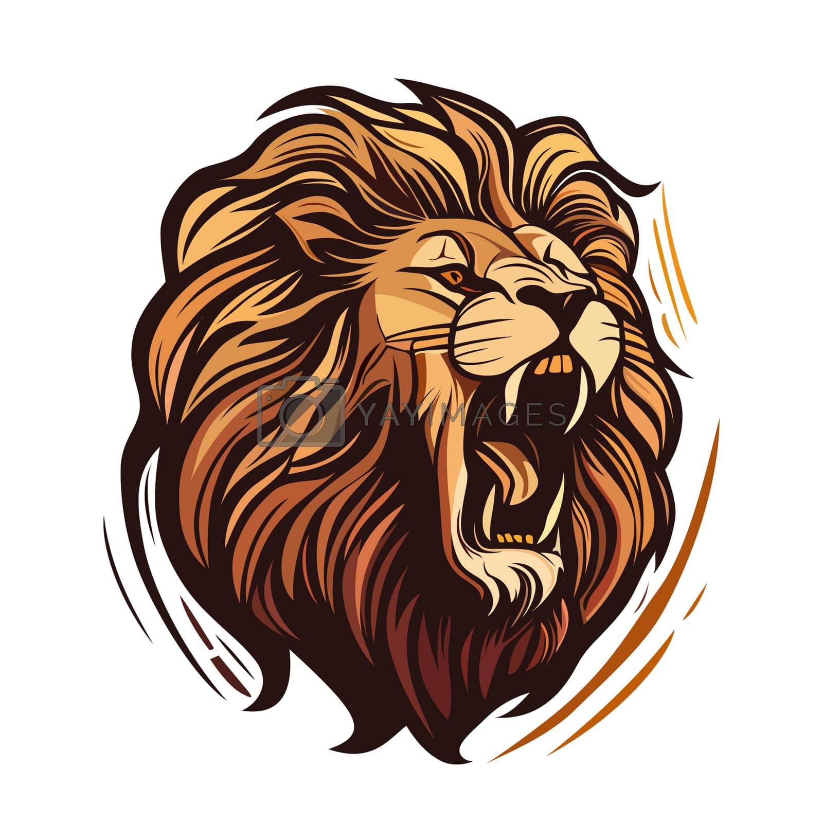 Royalty free image of Lion head logo design. Abstract colorful lion head. Evil face of a lion. by Chekman