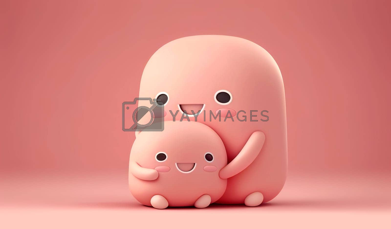 Royalty free image of Lovely creatures embrace. Mothers hugs. Friendship. Cute abstract characters by natali_brill