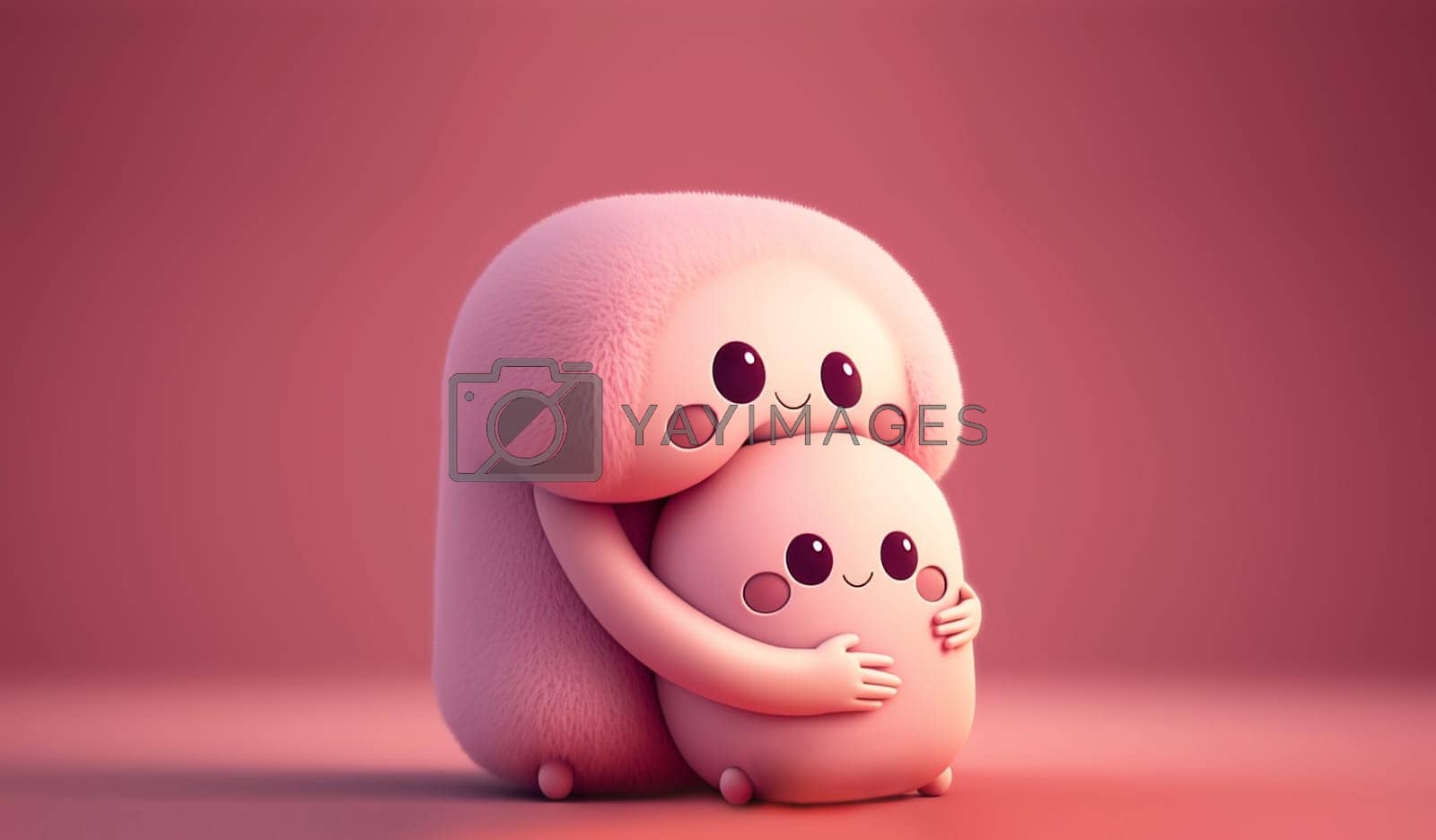 Royalty free image of Lovely creatures embrace. Mothers hugs. Friendship. Cute abstract characters by natali_brill