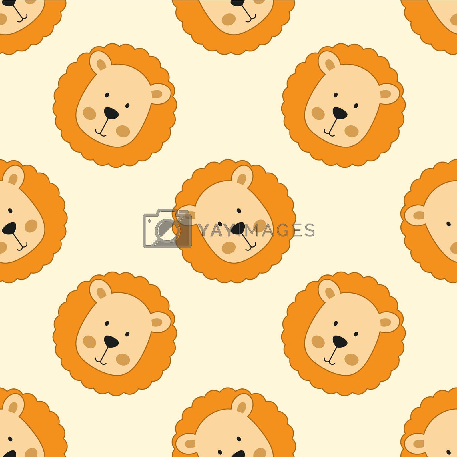 Royalty free image of Endless lion face pattern. Funny background with animals for sewing children clothes. Print wallpaper on fabric and packaging. by polinka_art