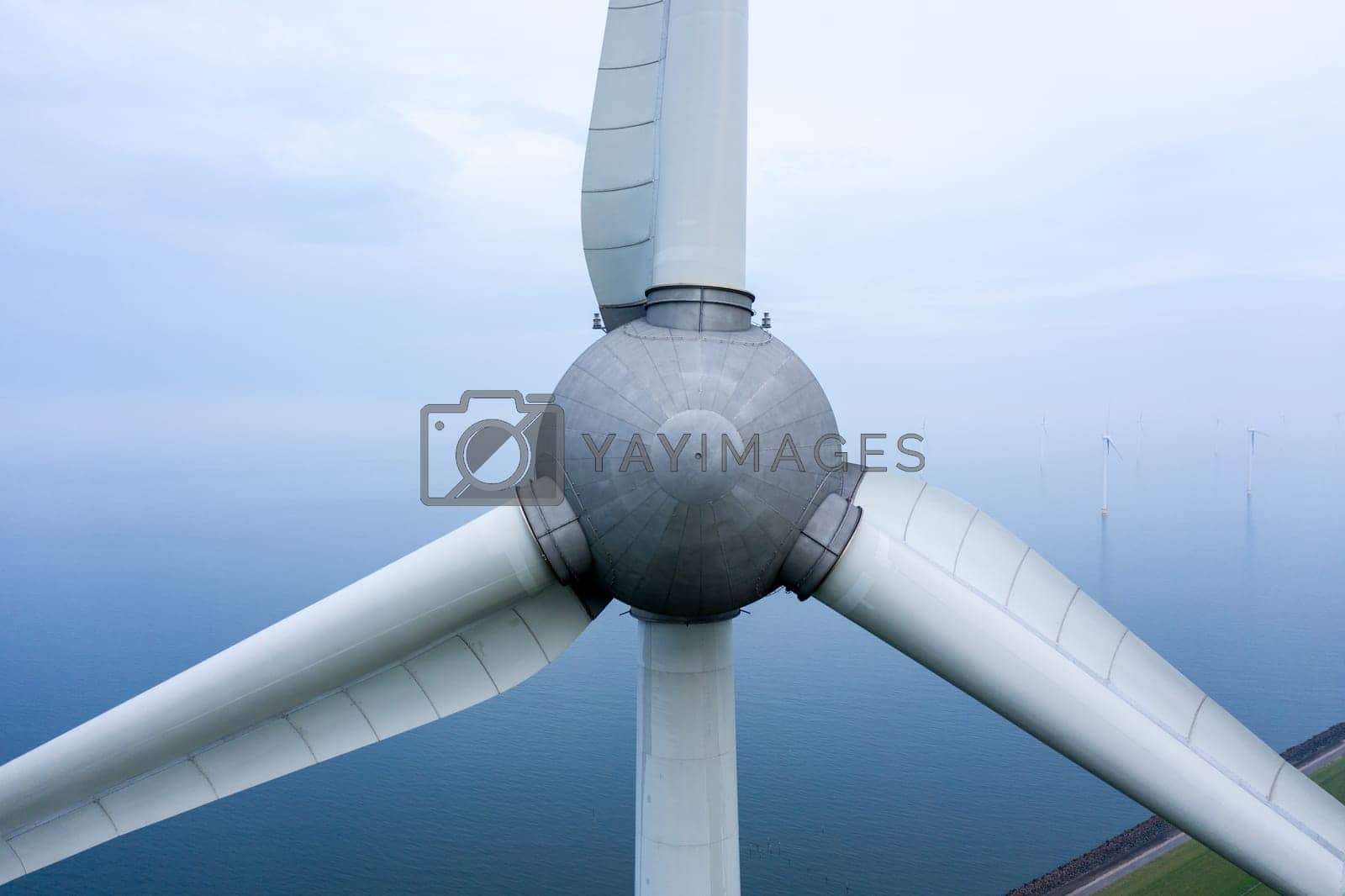 Royalty free image of Close Up View of a Wind Turbine For Renewable Green Electricity by cloudvisual