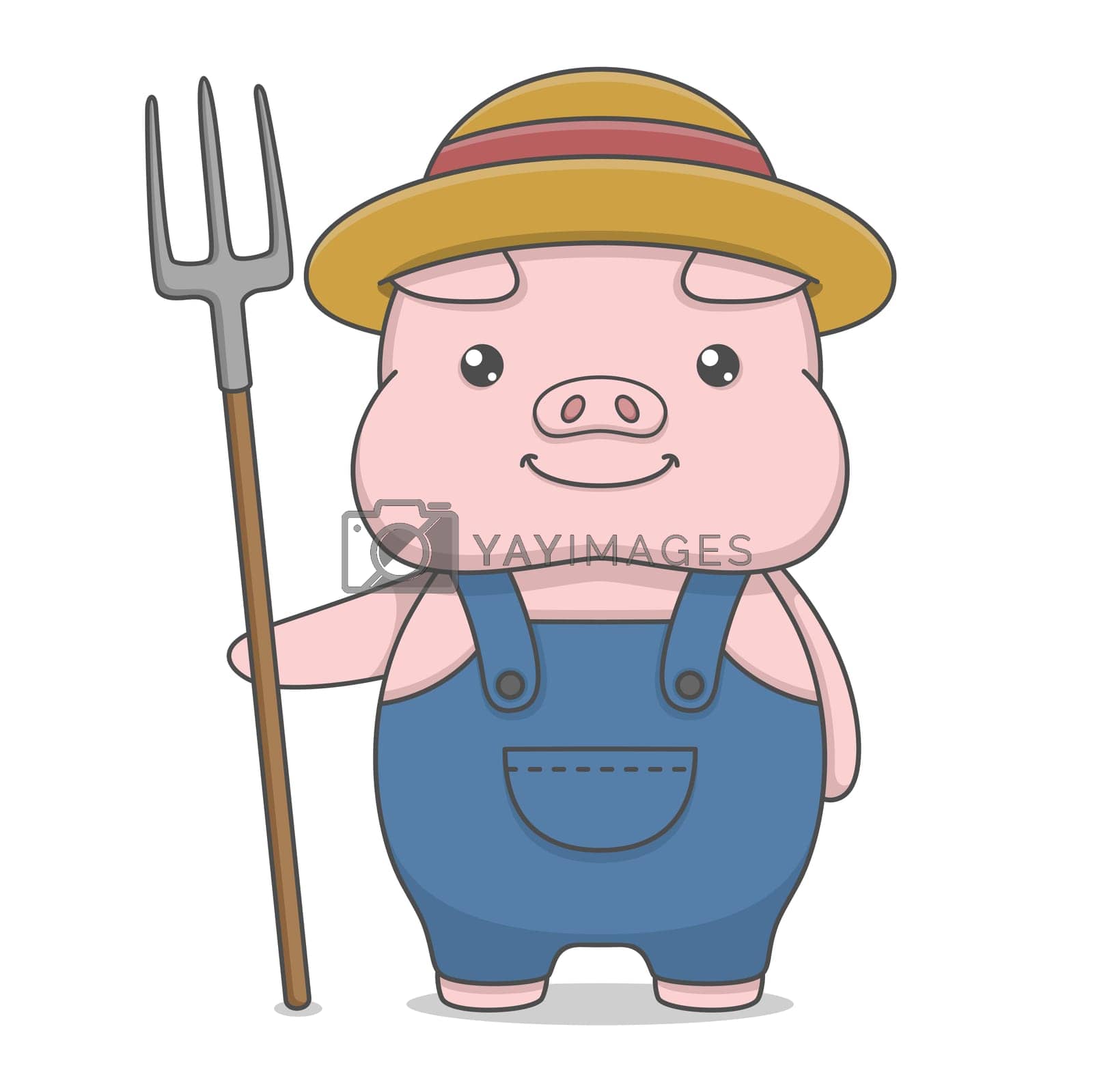 Royalty free image of Cute Farmer Pig With Fork by JuneYap