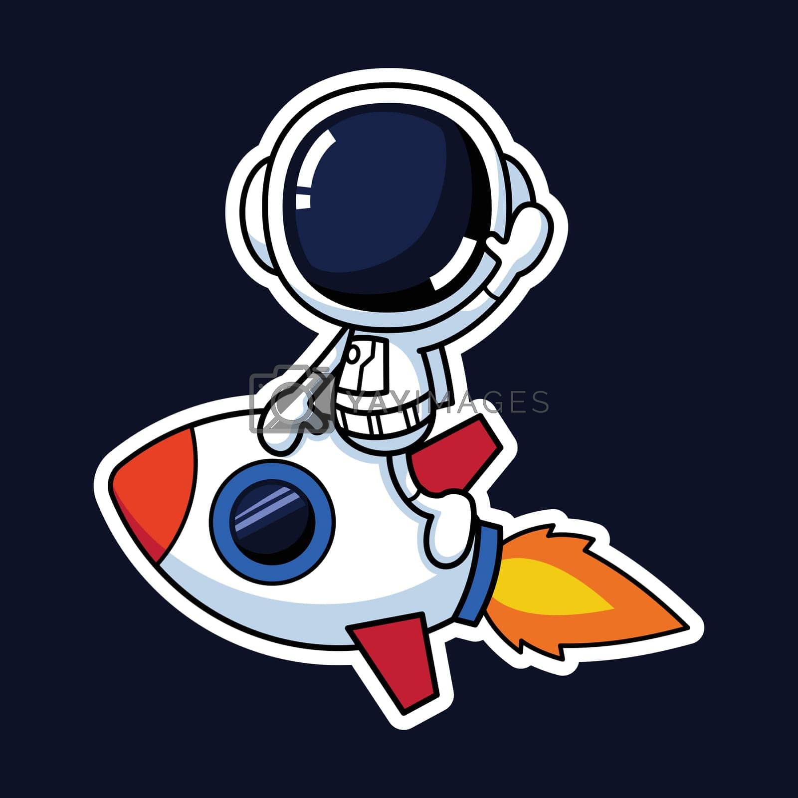 Royalty free image of Cute Astronaut Cartoon Character Riding A Rocket. Premium Vector Graphic Asset. by JuneYap