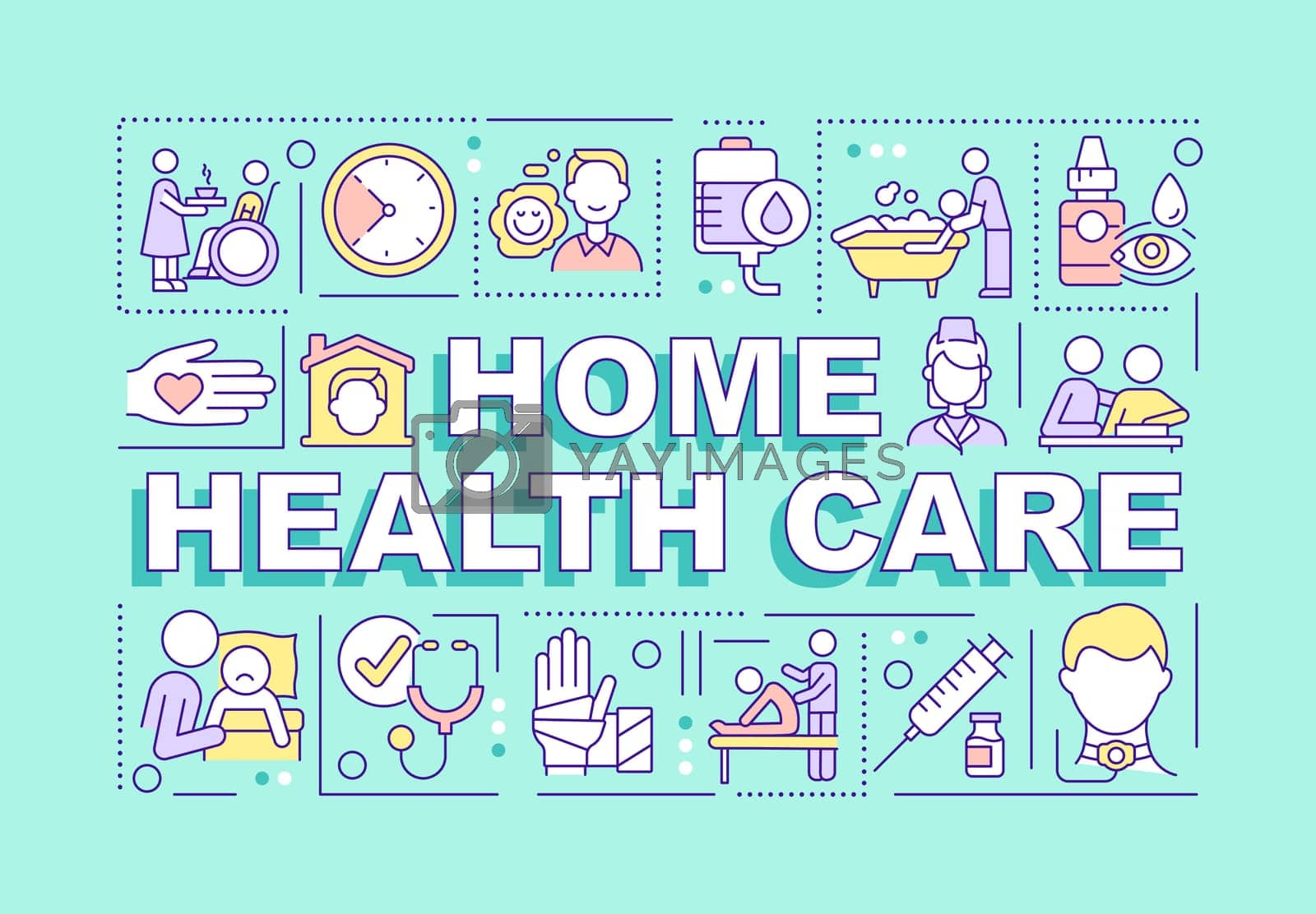 Royalty free image of Home health care word concepts turquoise banner by bsd studio