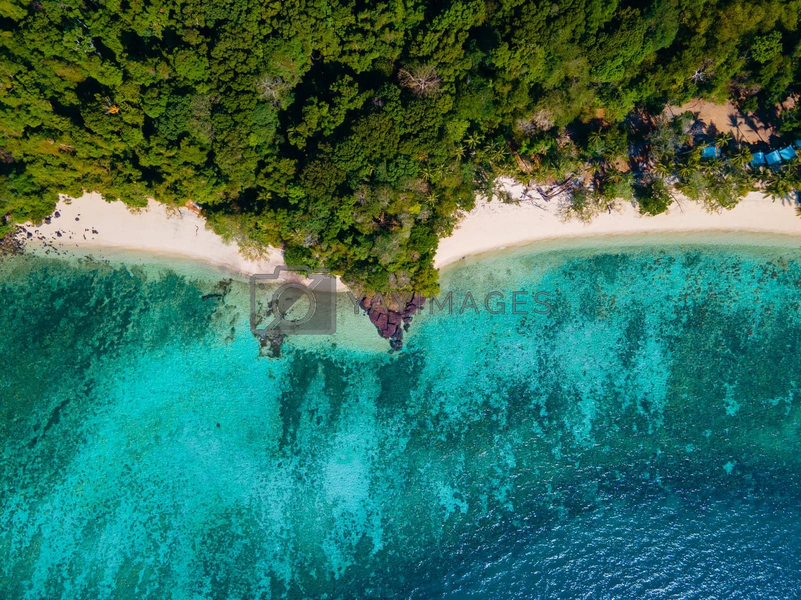 Royalty free image of drone view at the beach of Koh Kradan island in Thailand by fokkebok