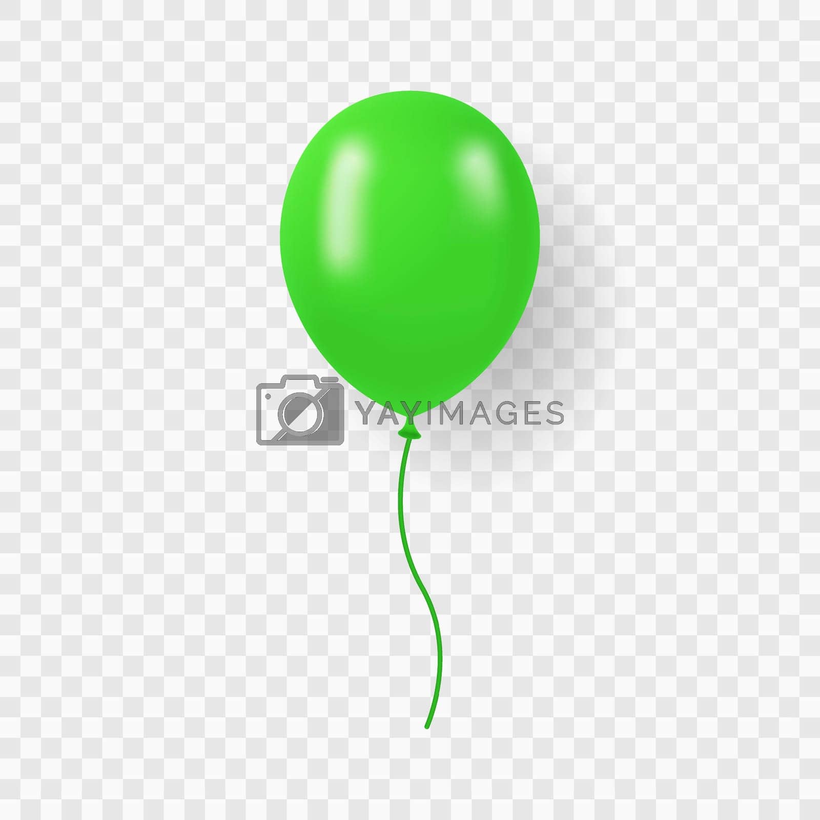 Royalty free image of Single Green Balloon with Ribbon on Transparent Background. Round Air Ball with String for Party, Birthday, Anniversary, Celebration. Green Realistic Ballon. Isolated Vector Illustration by Toxa2x2
