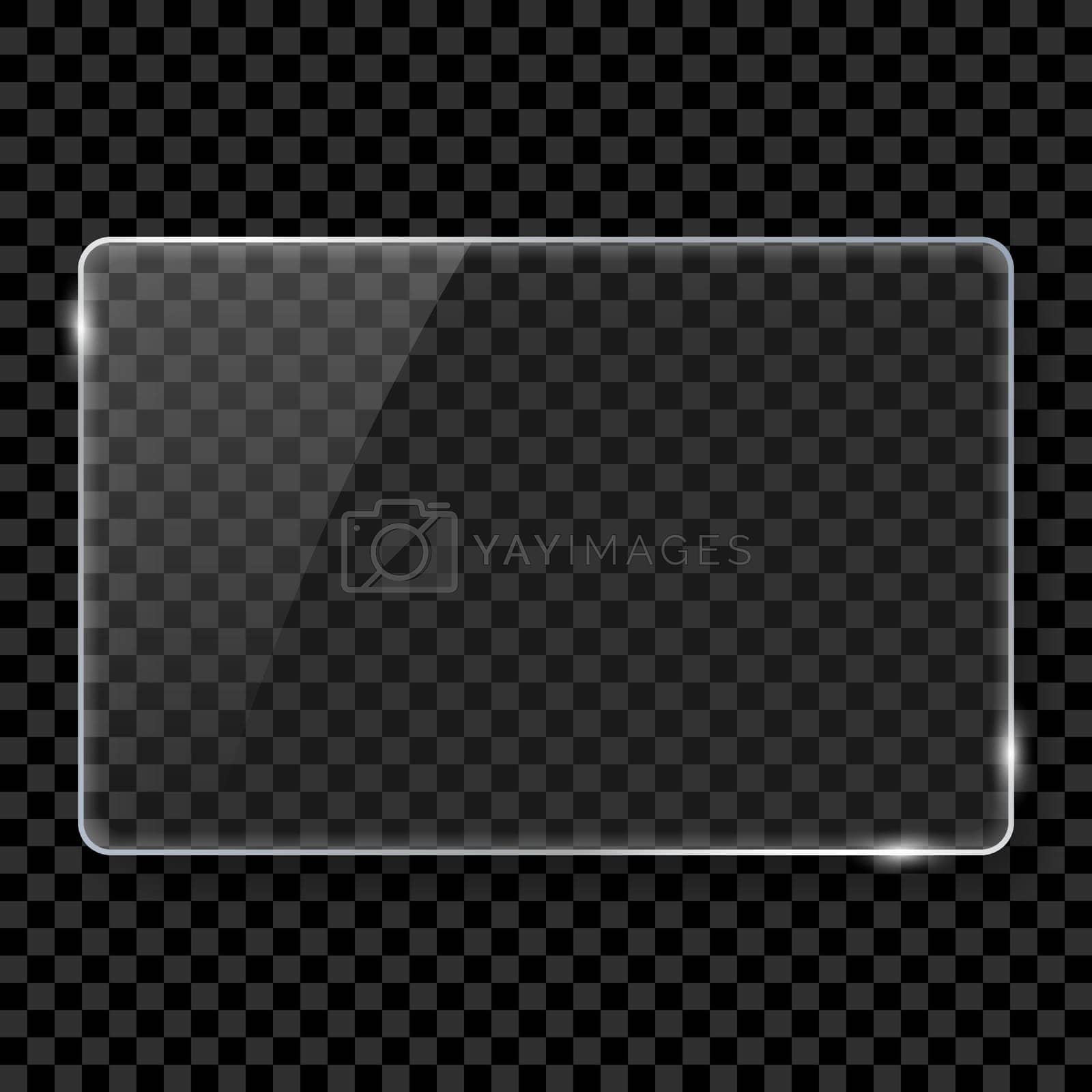 Royalty free image of Realistic Silver Rectangle Frame Glass. Glass Plate on Dark Transparent Background. Clear Shiny Frame Glass Texture with Glossy Effect for Decoration and Covering. Isolated Vector Illustration by Toxa2x2