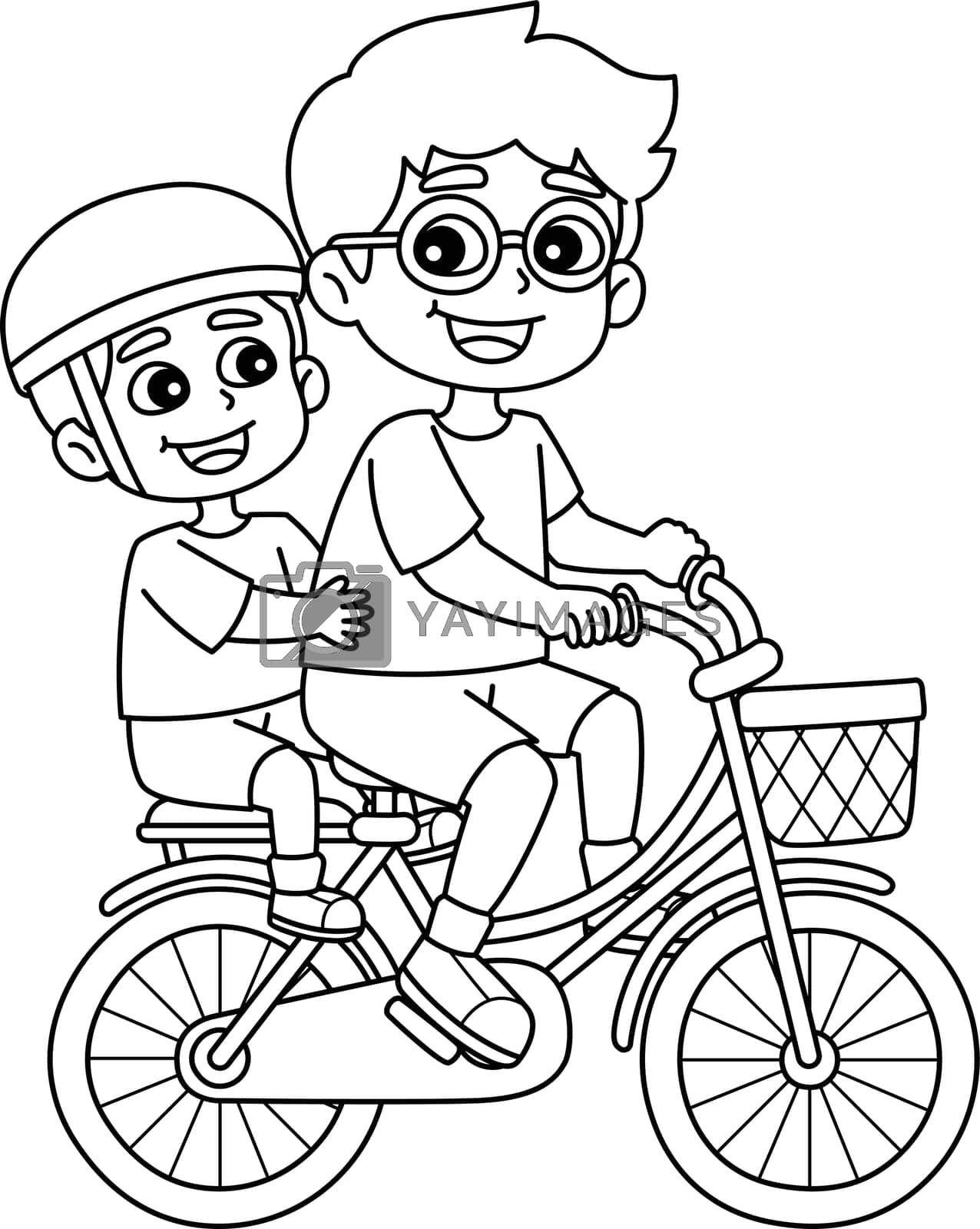 Royalty free image of Father and Son Riding a Bike Isolated Coloring by abbydesign