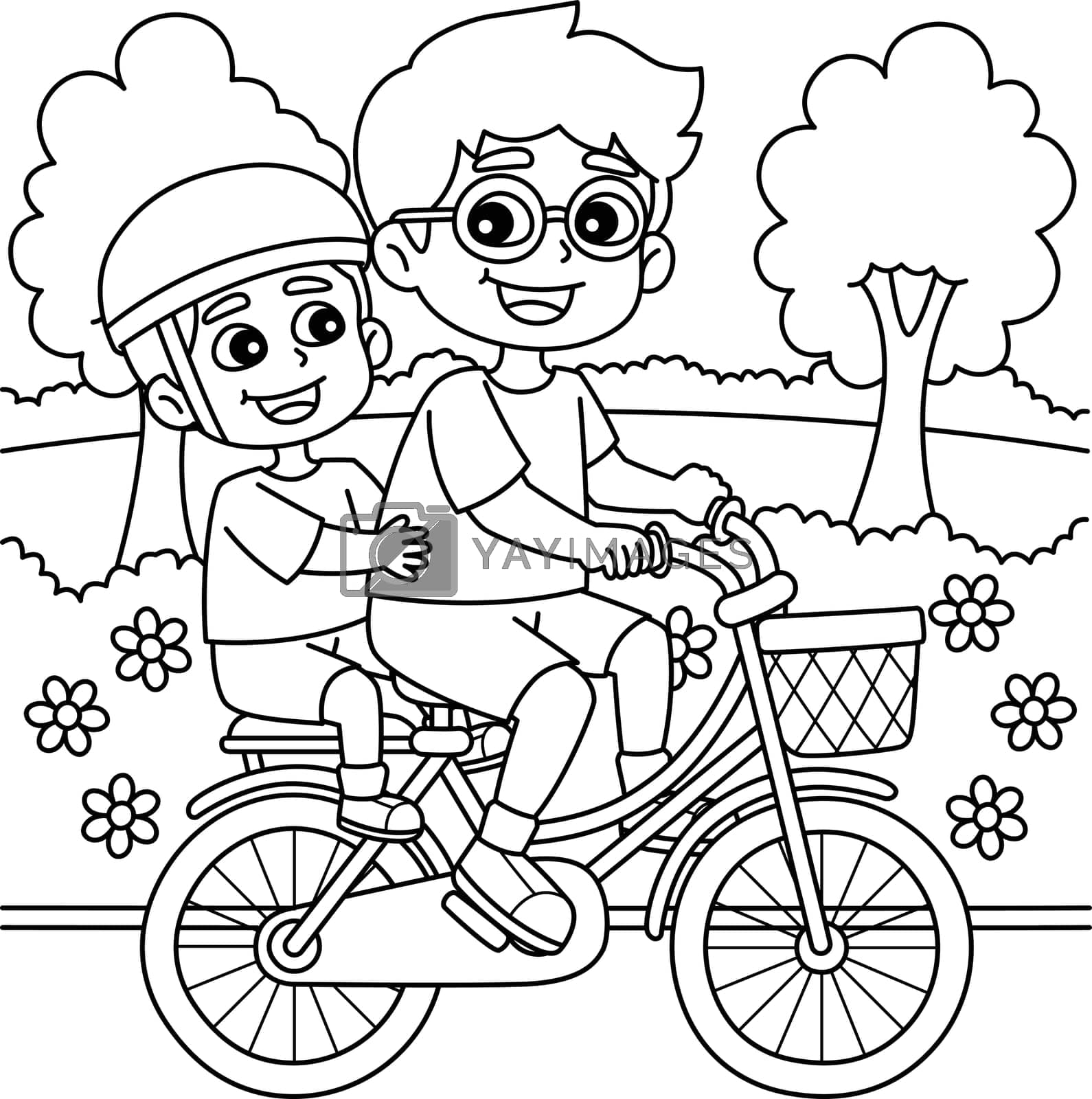 Royalty free image of Father and Son Riding a Bike Coloring Page by abbydesign