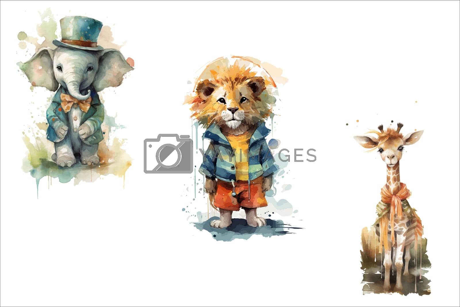 Royalty free image of Safari Animal set lion, elephant, giraffe in 3d style. Isolated vector illustration by Andrei_01