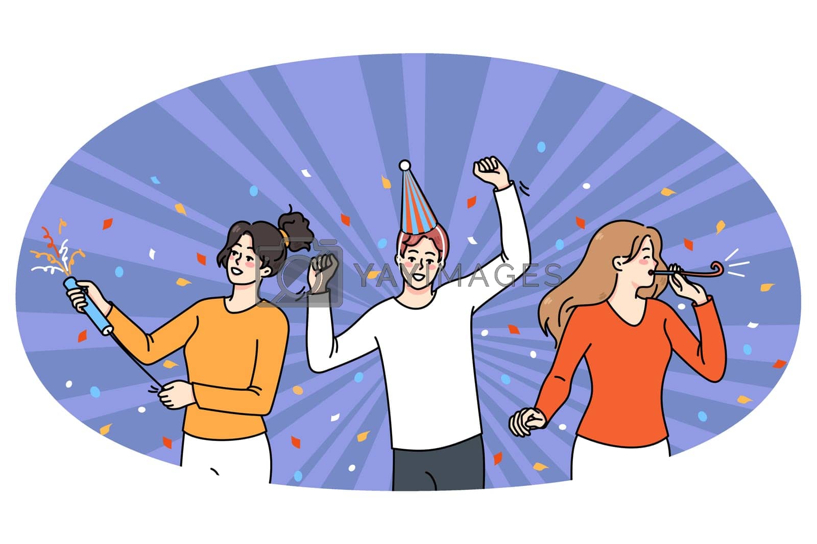 Royalty free image of Overjoyed people have fun celebrate party together by Vasilyeva