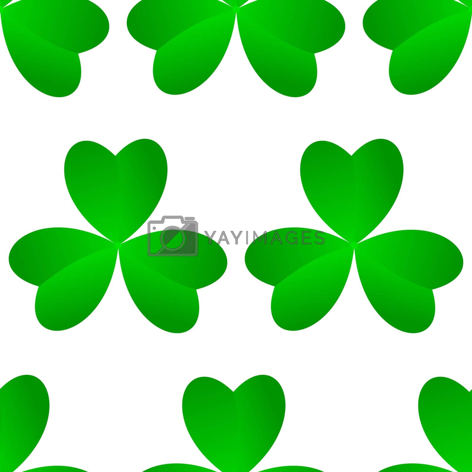 Royalty free image of Green clover leaves seamless pattern. Minimal vector background. Clover sign symbol pattern. Vector illustration by Aozora