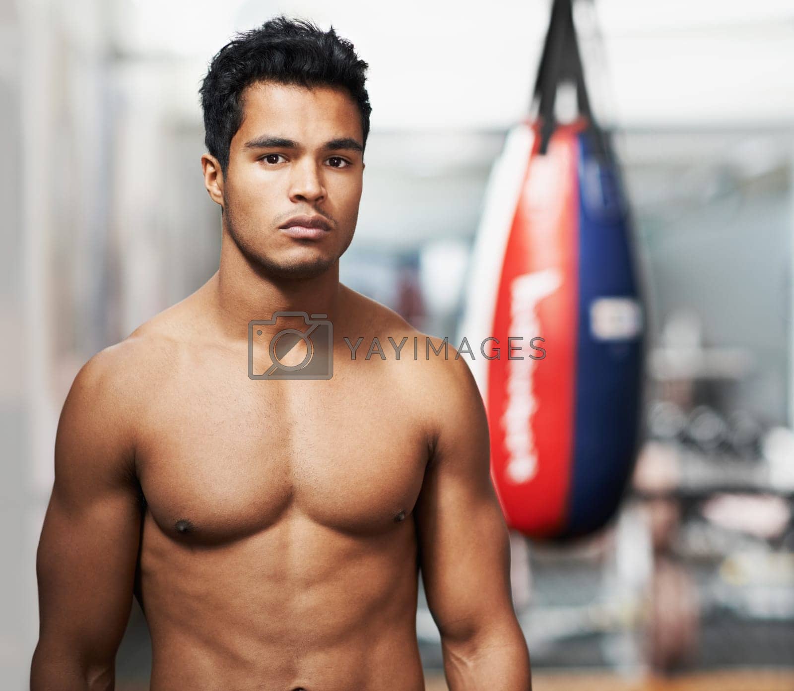Royalty free image of Boxing is his whole life. Portrait of a young boxer standing in a gym. by YuriArcurs