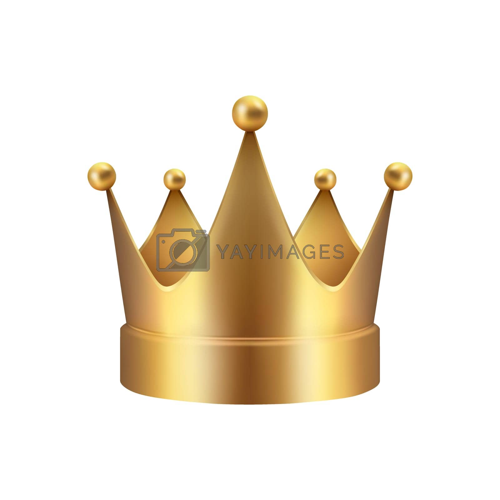 Royalty free image of Vector 3d Realistic Golden Crown Icon Closeup Isolated. Yellow Metallic Crown Design Template. Gold Royal King Crown. Symbol of Imperial Power. Luxury, Wealth and Power. Front View by Gomolach