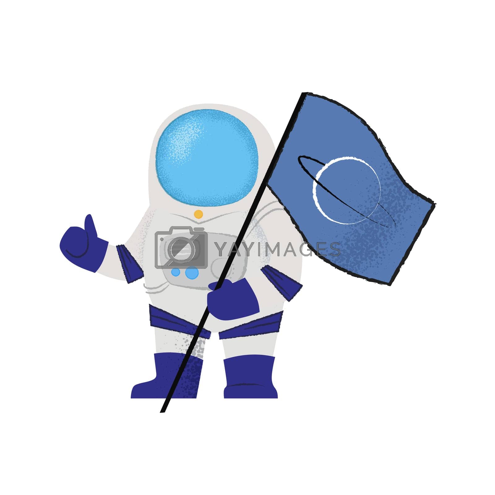 Royalty free image of Spaceman showing flag and thumbs-up by pchvector