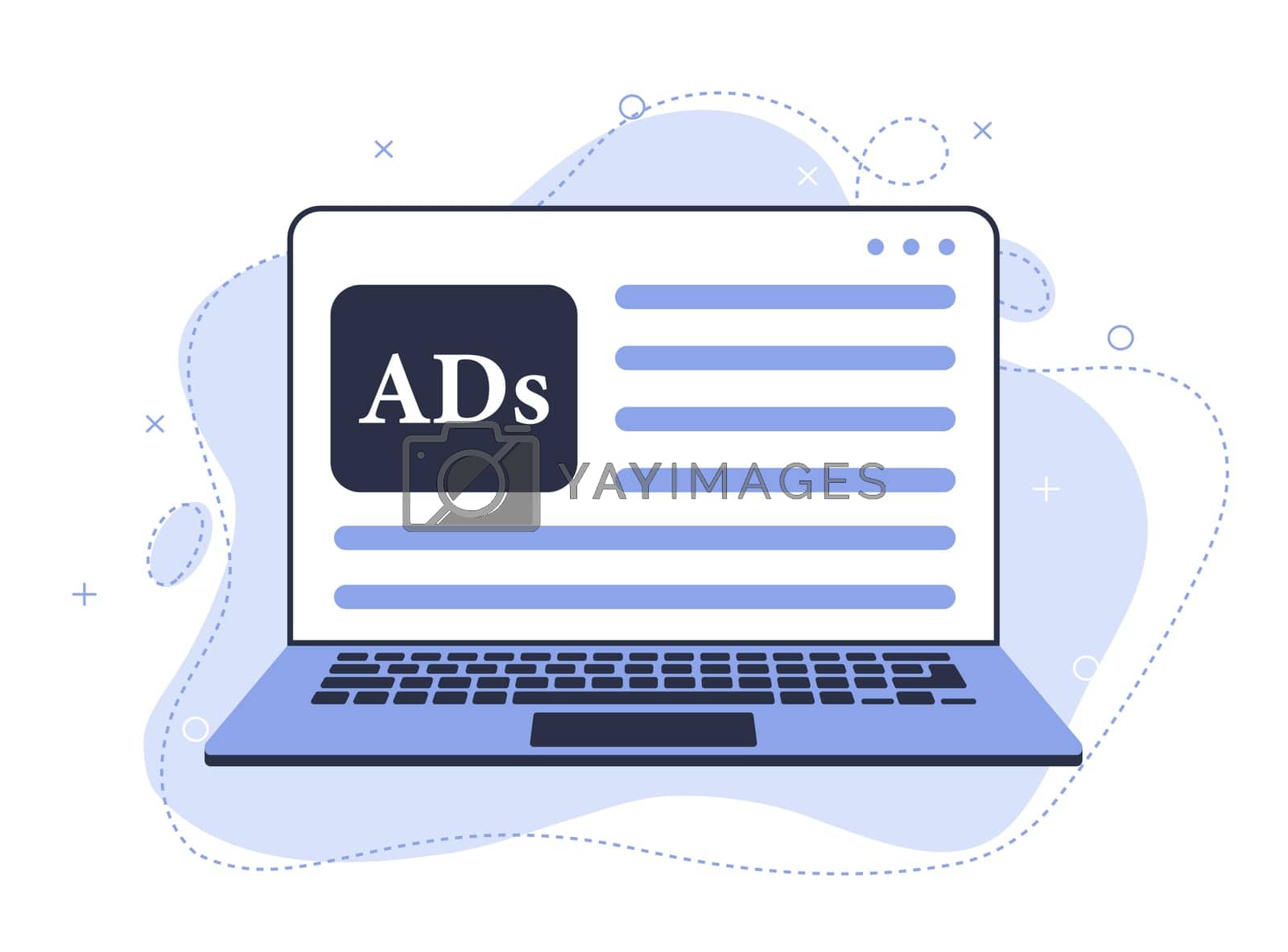 Royalty free image of Digital advertising, online ads showing on laptop, cross channel marketing, responsive ads, customer targeting with behavior tracking advertising by MakeVector
