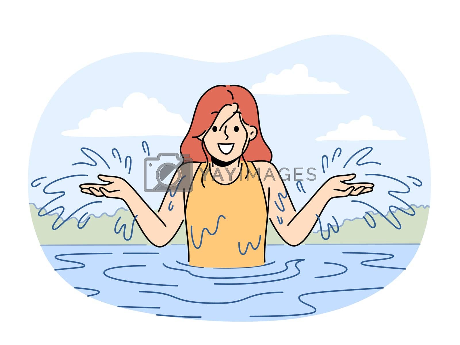 Royalty free image of Happy child playing splashing in water by VECTORIUM