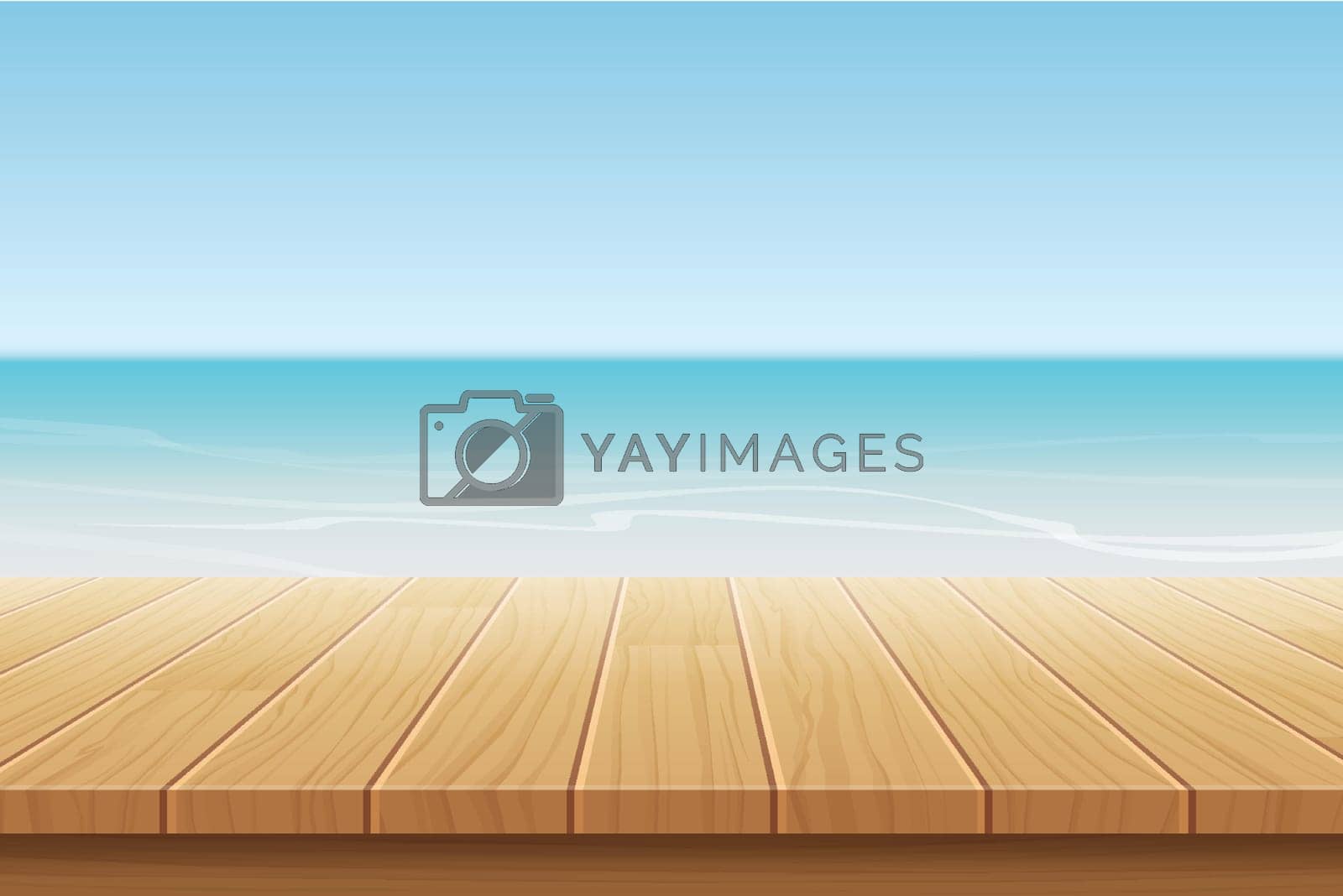 Royalty free image of summer background blue sky with sea and wooden for product display montages. by kaisorn