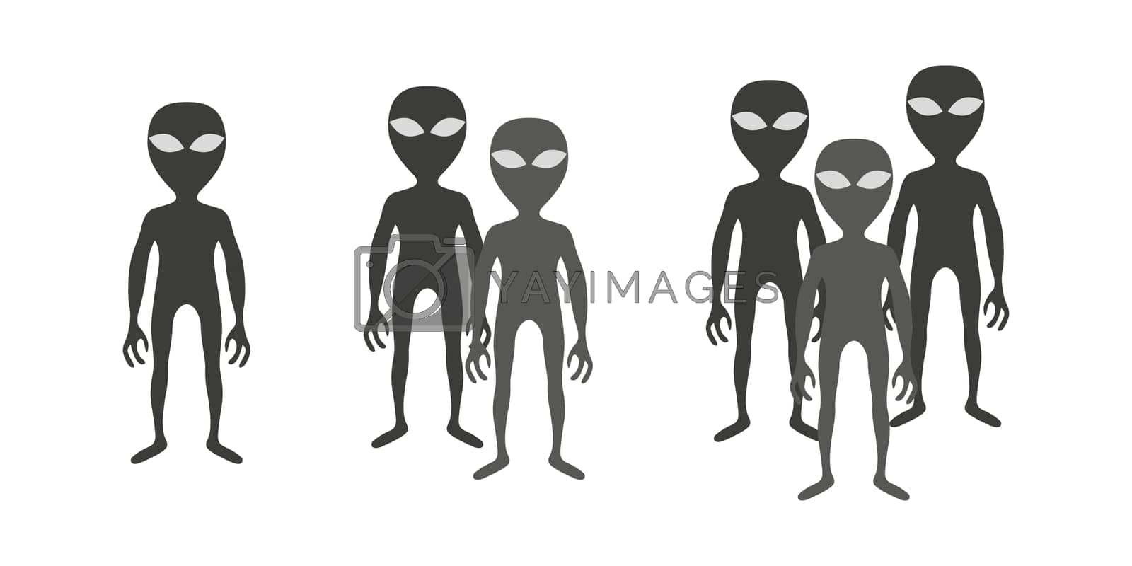 Royalty free image of Aliens set. Gray alien creatures in flat style by Mallva