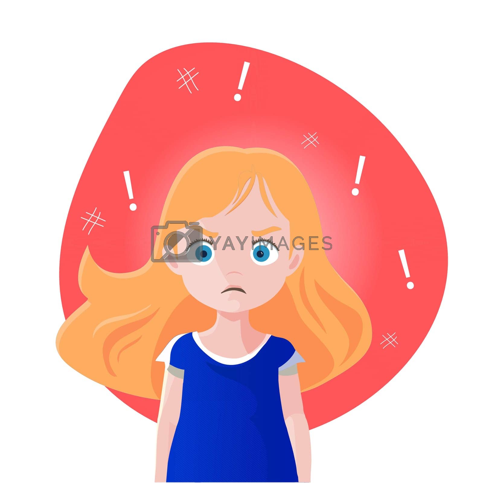 Royalty free image of emotion little girl angry vector  by Ann4black