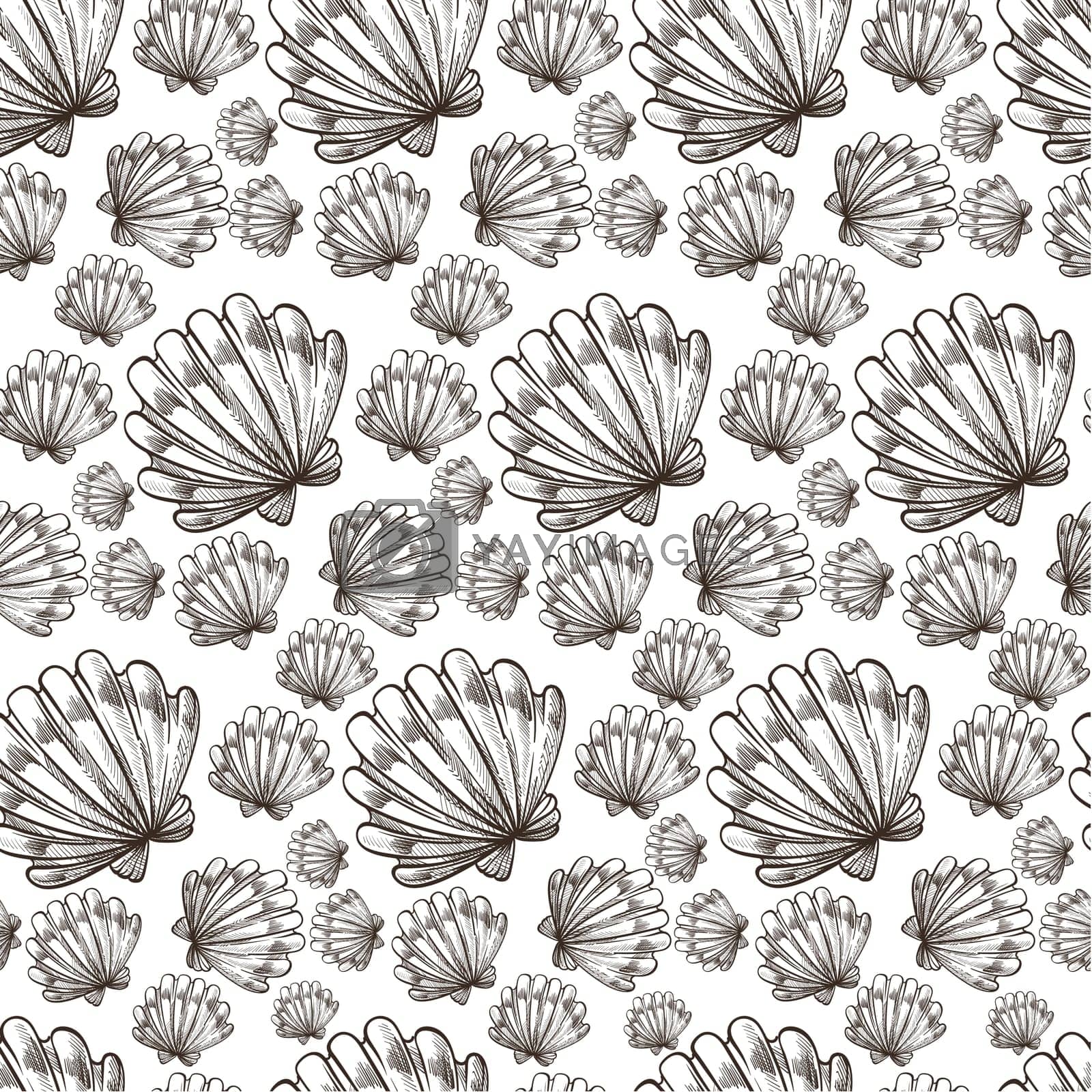 Royalty free image of Seashell ocean or sea wildlife, nautical seamless pattern by Sonulkaster