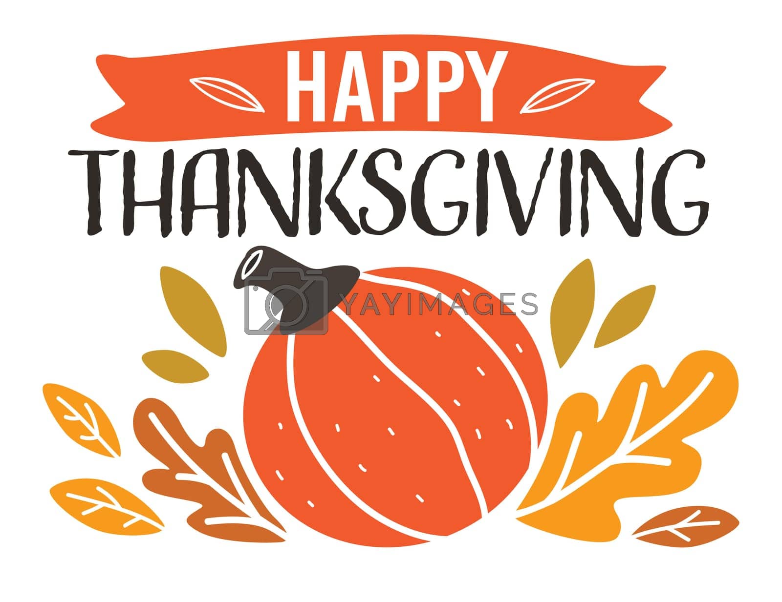 Royalty free image of Happy Thanksgiving pumpkin and foliage banner with leaves by Sonulkaster