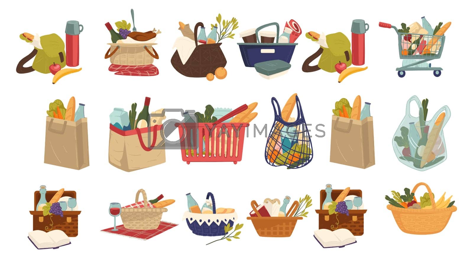 Royalty free image of Bags with products and grocery, shopping for food by Sonulkaster