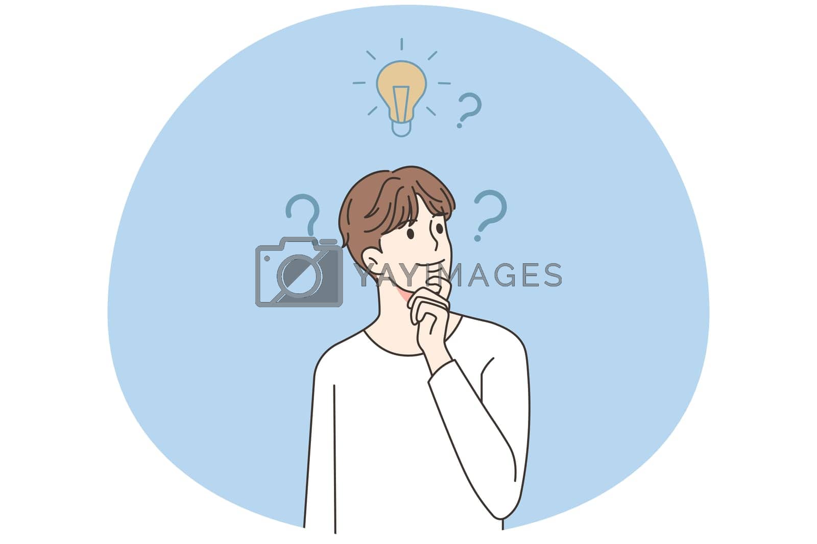 Royalty free image of Young man thinking of innovative idea by Vasilyeu