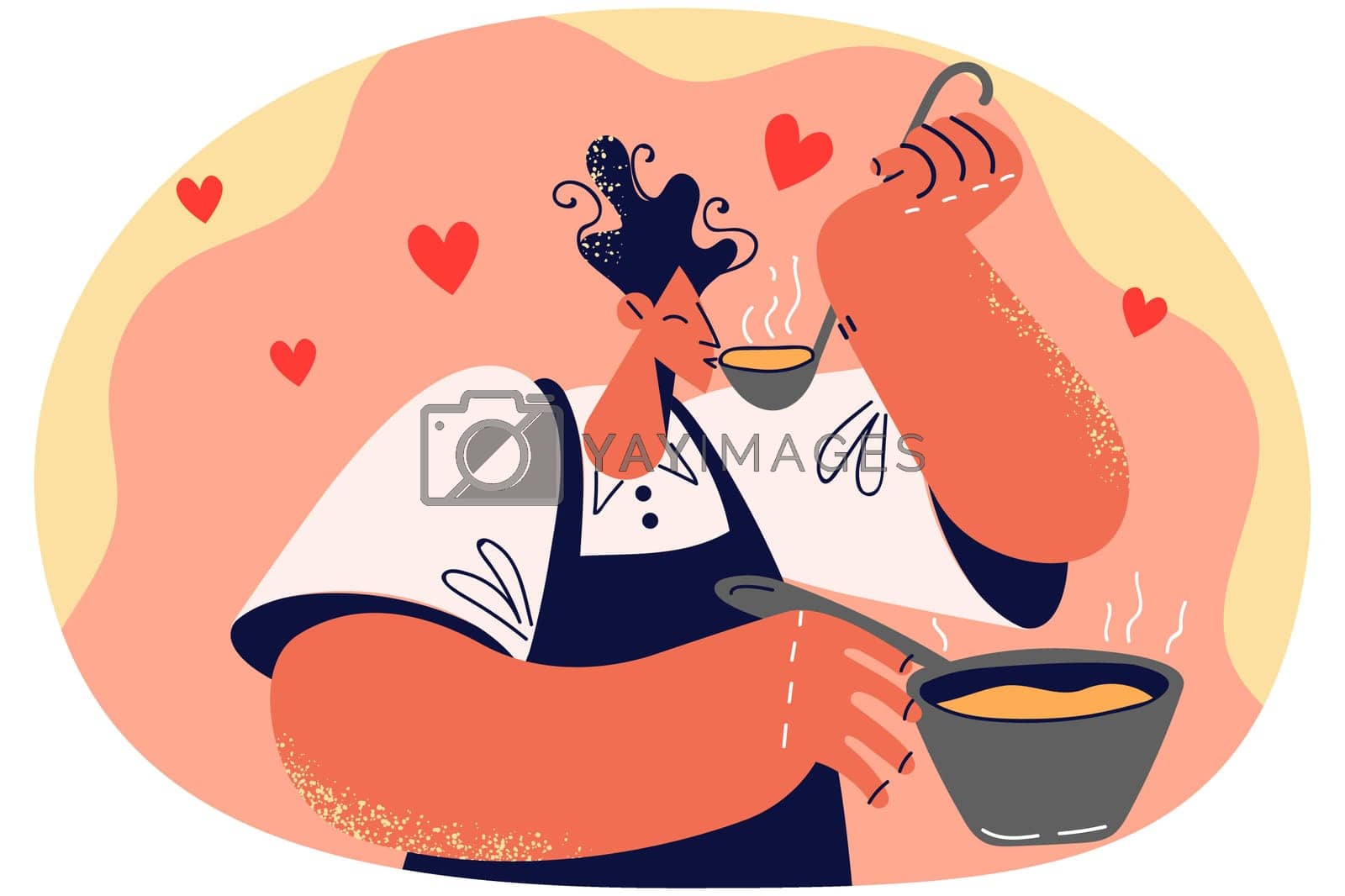 Royalty free image of Happy male chef cooking food by Vasilyeu