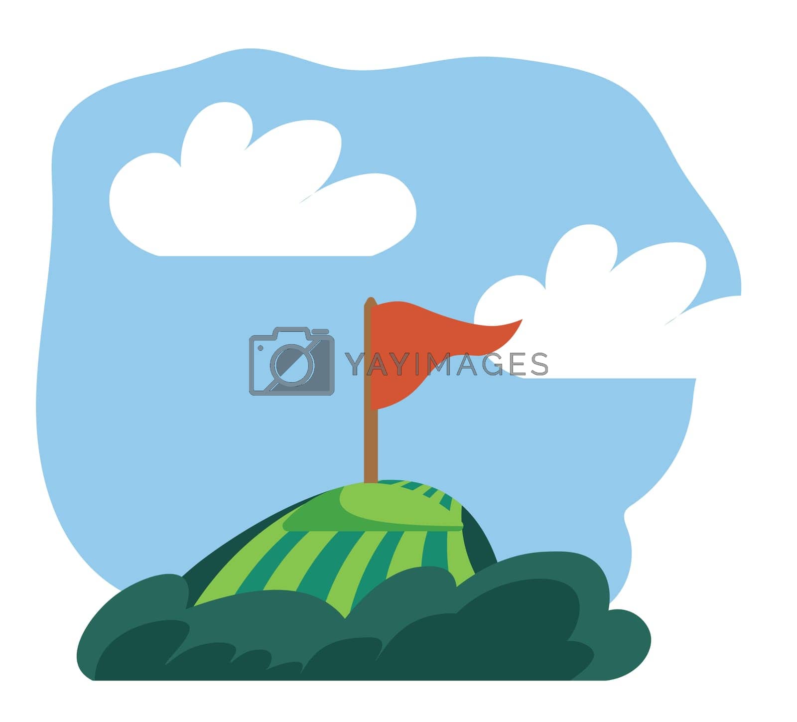 Royalty free image of Mountain peack with flag, trekking hiking trip by Sonulkaster