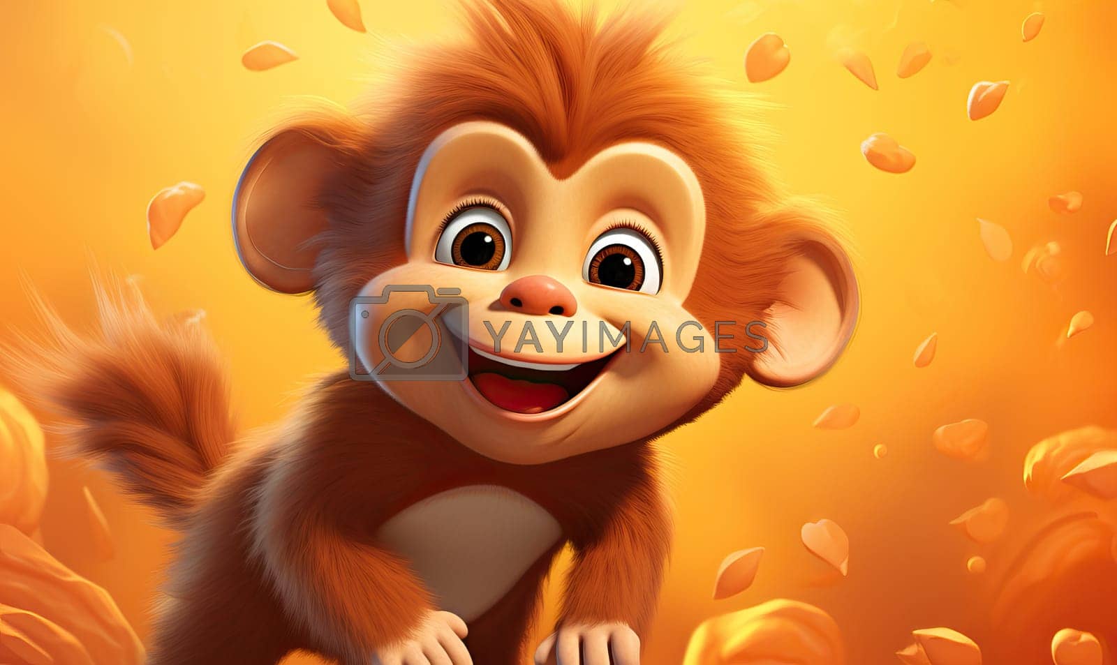 Royalty free image of Cartoon animal monkey on an orange background. by Fischeron