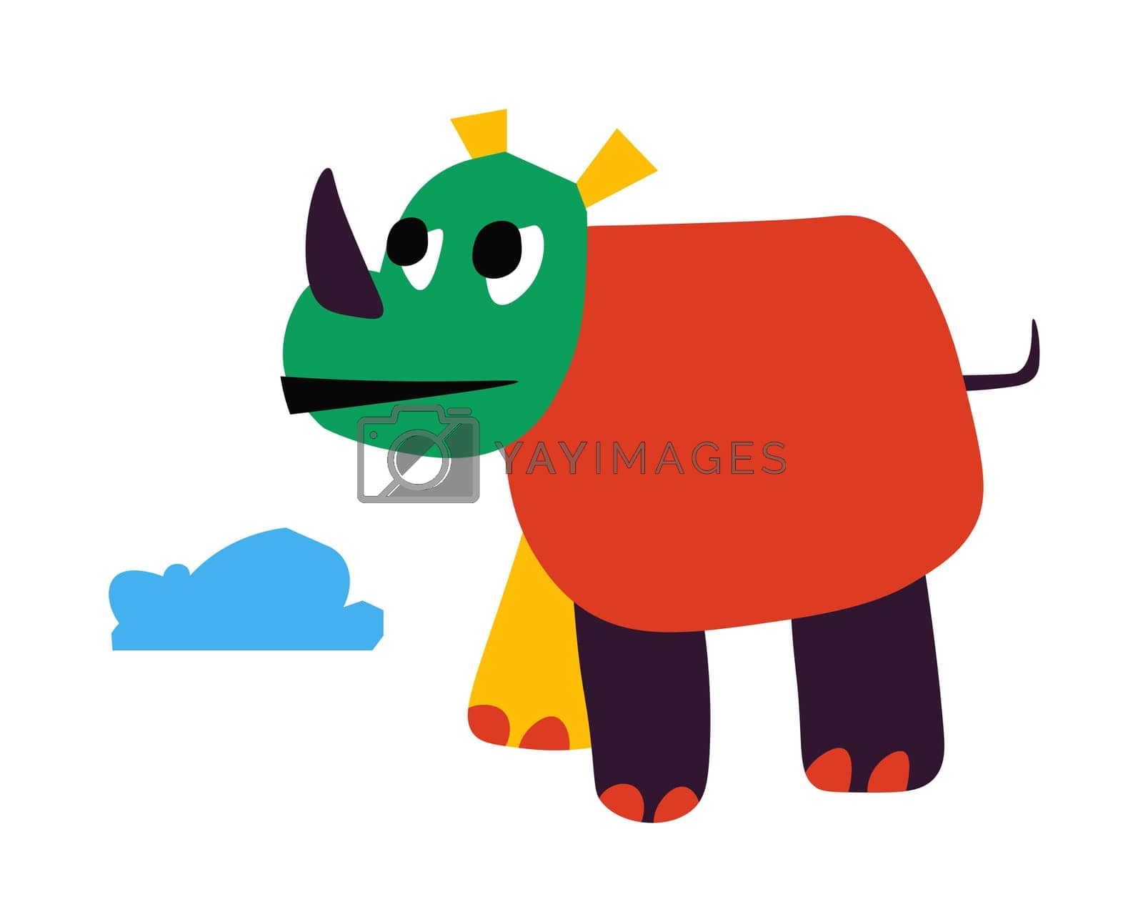 Royalty free image of Rhino, сhildren drawing of horned animal and cloud by Sonulkaster