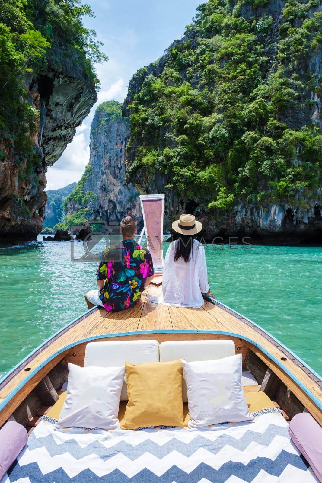 Royalty free image of couple man, and woman on a trip at the tropical island 4 Island trip in Krabi Thailand by fokkebok