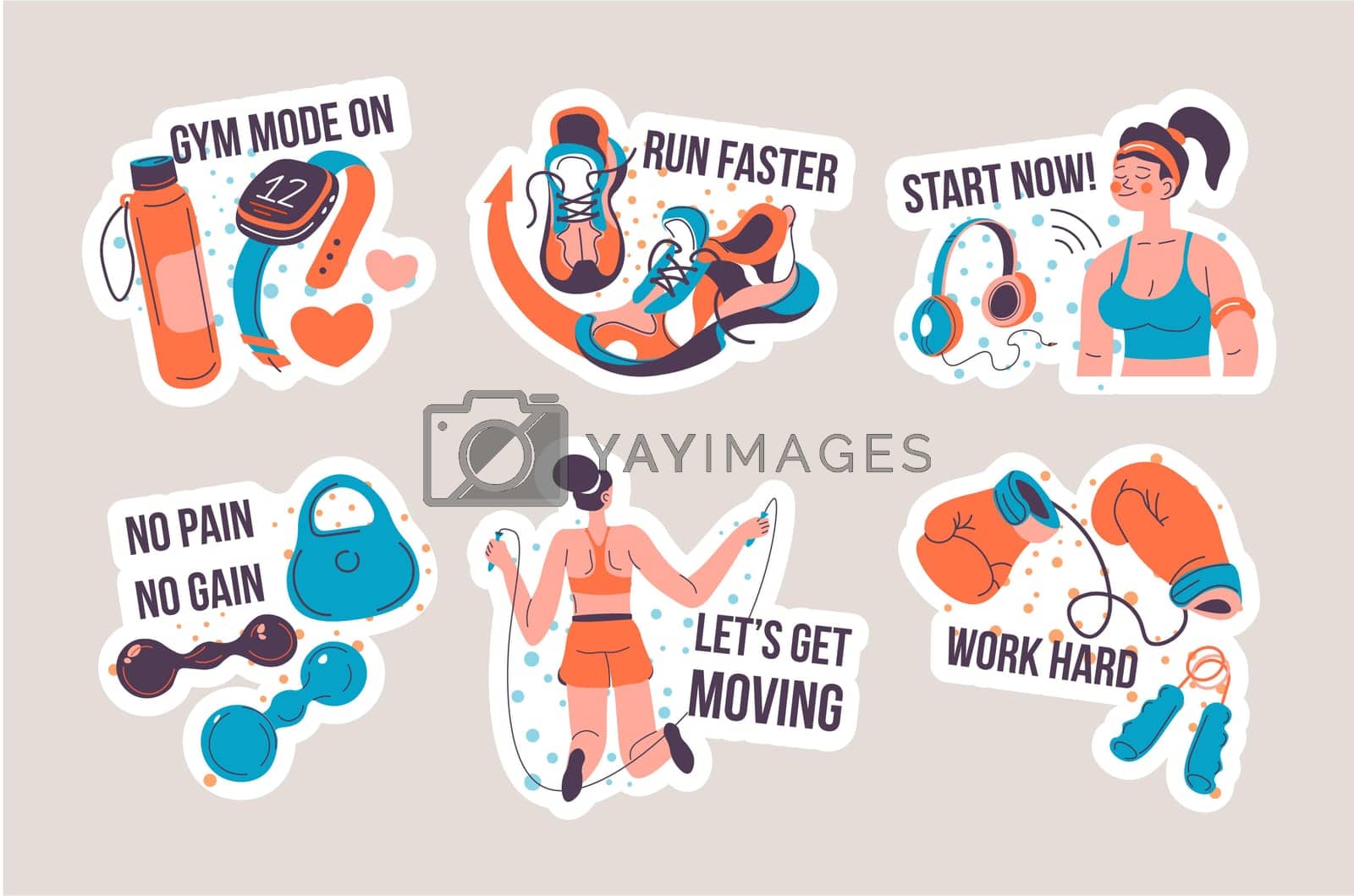 Royalty free image of Sticker set design with sport, fitness concept by Sonulkaster