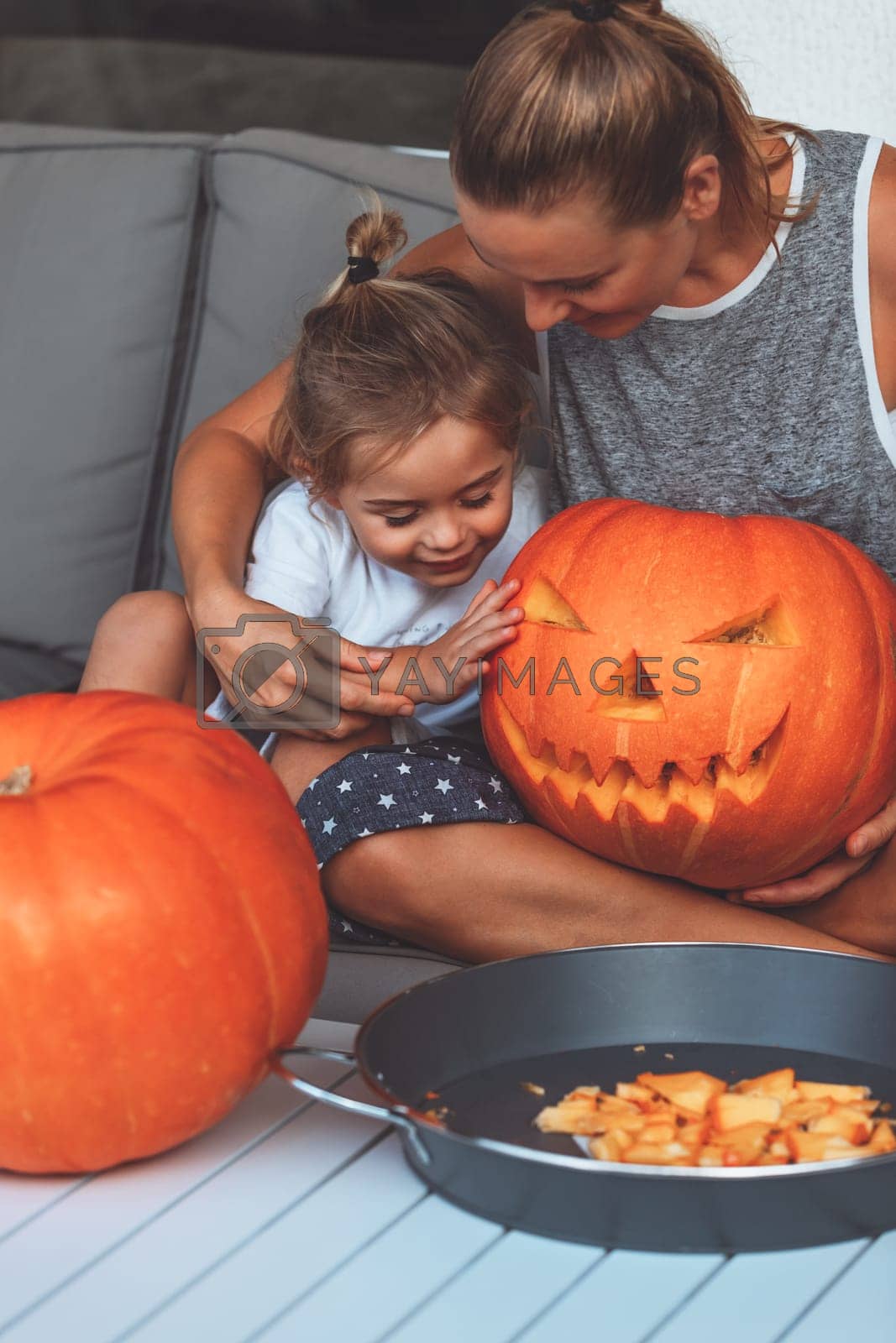 Royalty free image of Happy family preparing to Halloween by Anna_Omelchenko