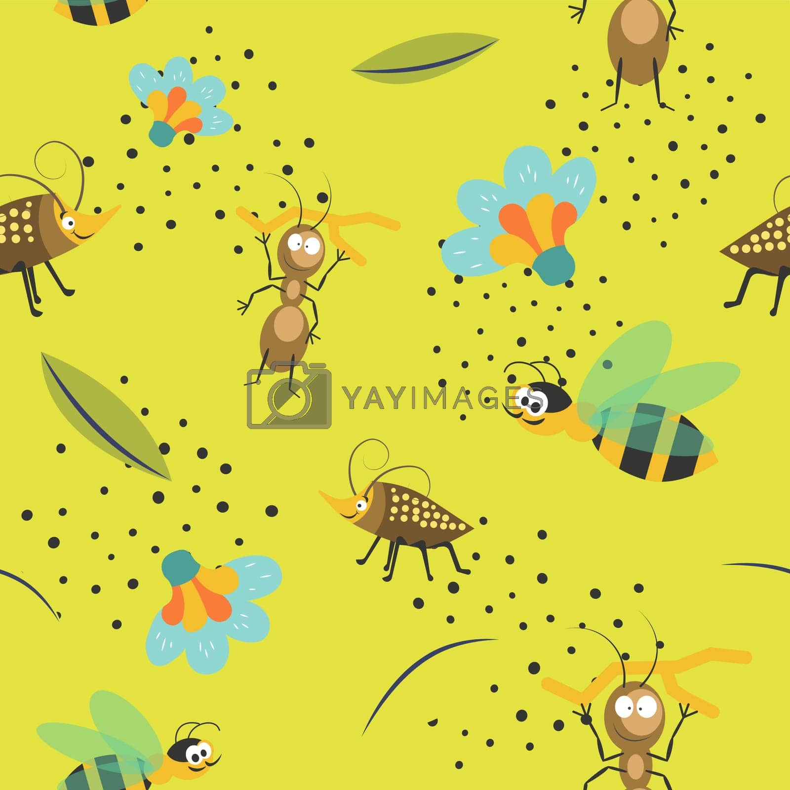 Royalty free image of Funny insects, ants and beetles, bees pattern by Sonulkaster