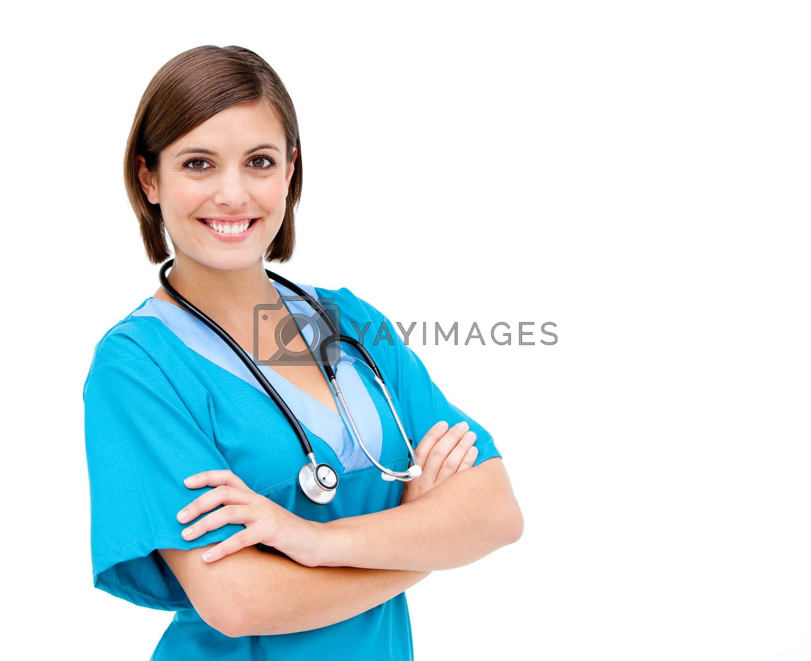 Royalty free image of Confident female doctor folding arms  by Wavebreakmedia