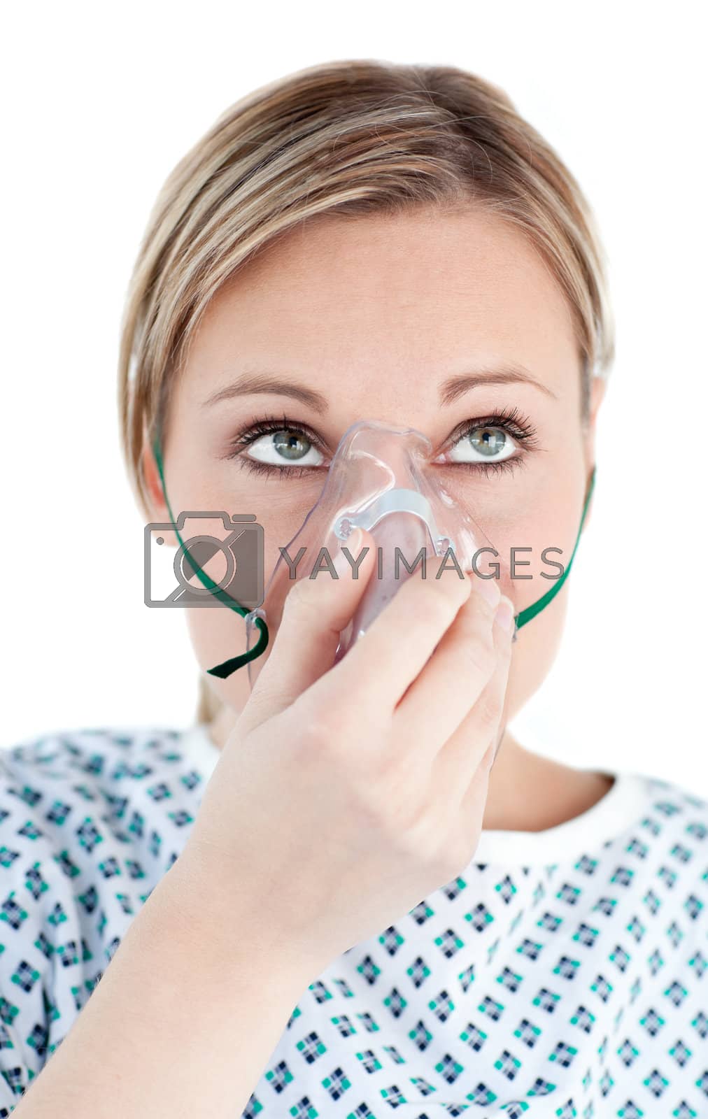 Royalty free image of An unhealthy woman with oxygen mask by Wavebreakmedia