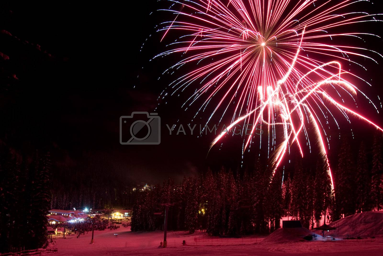 Royalty free image of Fireworks at a ski resort in British Columbia by edan
