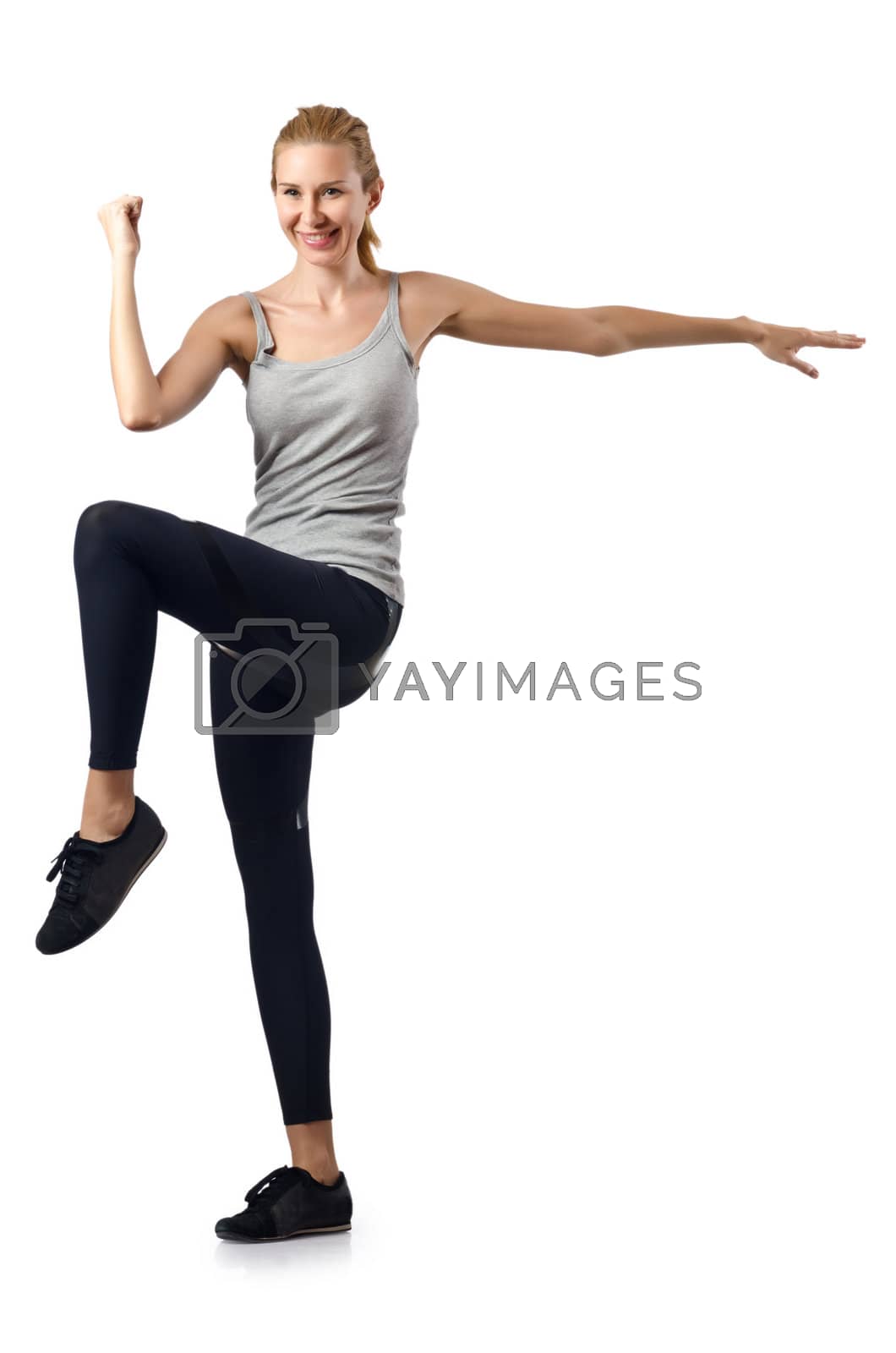 Royalty free image of Woman doing exercises on white by Elnur