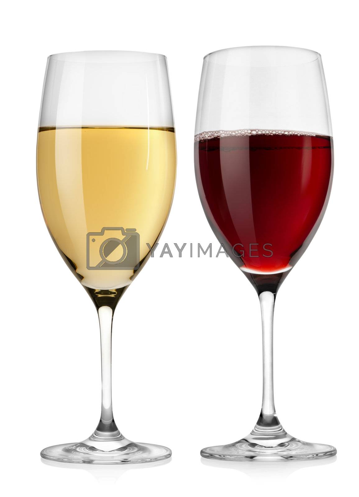 Royalty free image of Red wine glass and white wine glass by Givaga