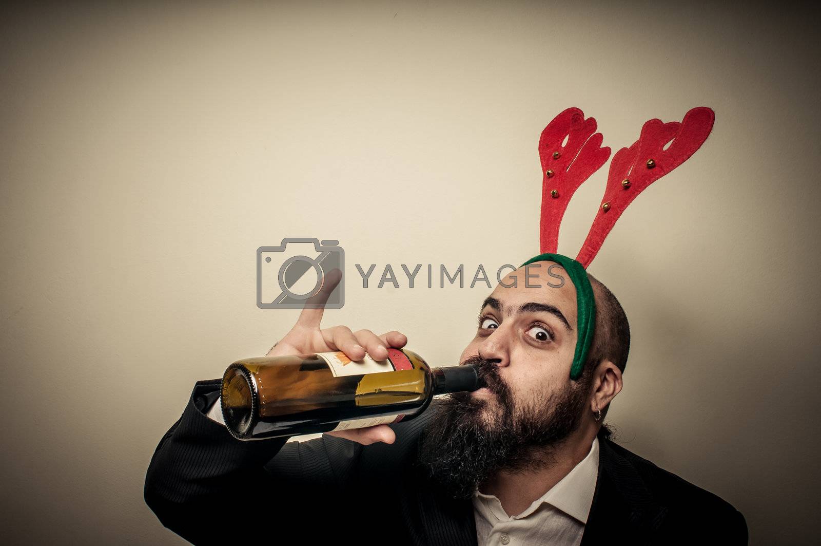 Royalty free image of drunk modern elegant santa claus babbo natale by peus