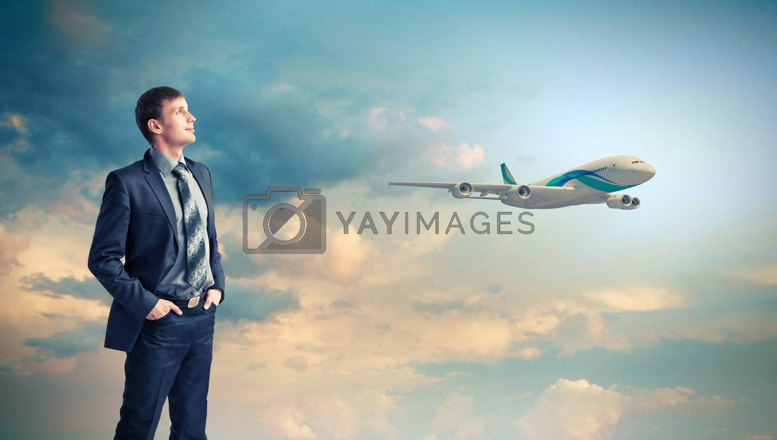 Royalty free image of Business travelling collage with a plane by sergey_nivens