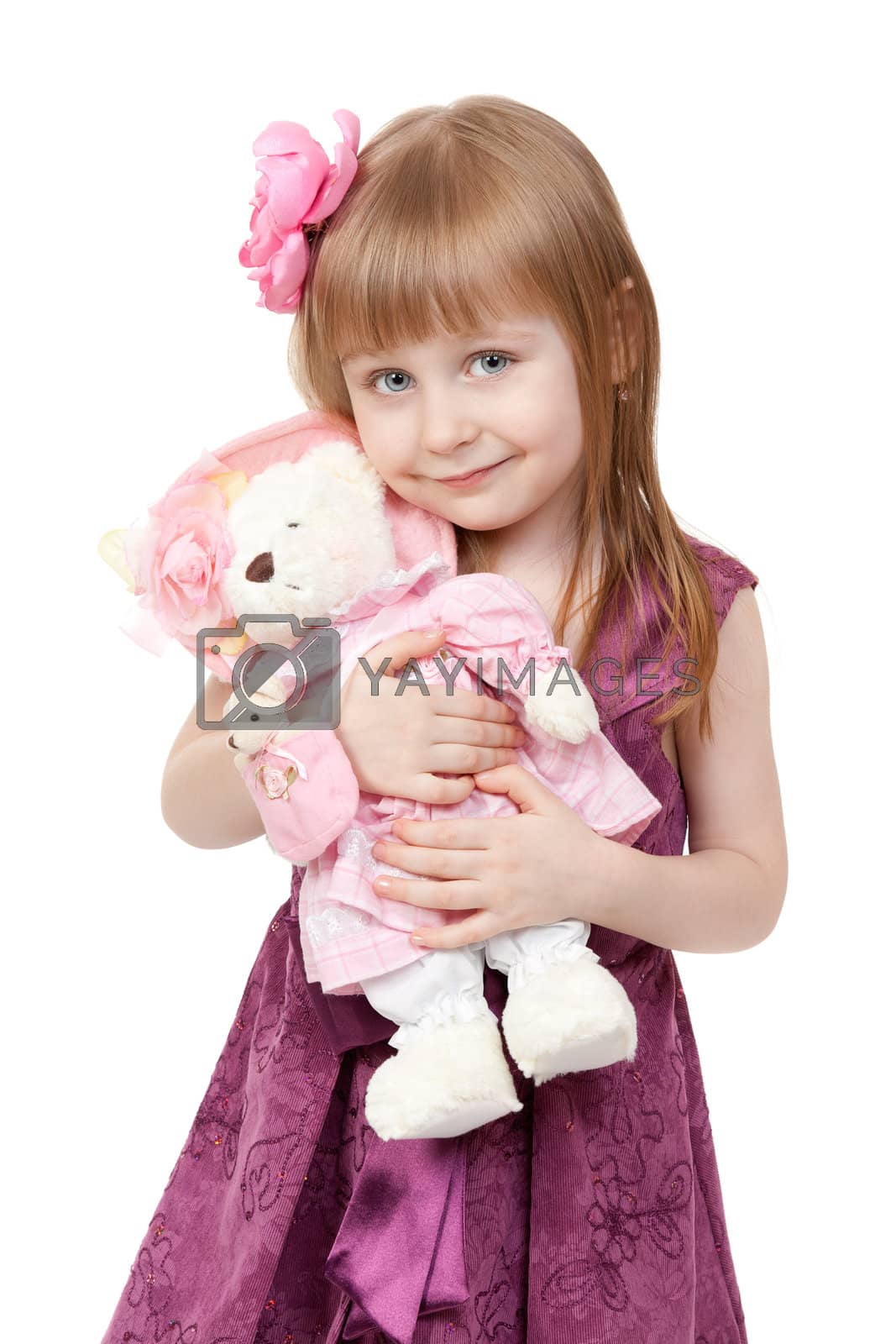 Royalty free image of portrait of a little girl 4 years old with a plush toy by RuslanOmega
