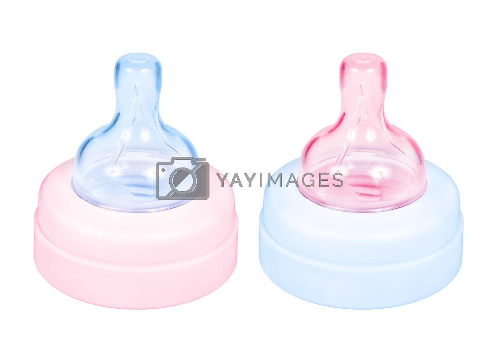 Royalty free image of Baby bottle cap pink and blue by grauvision