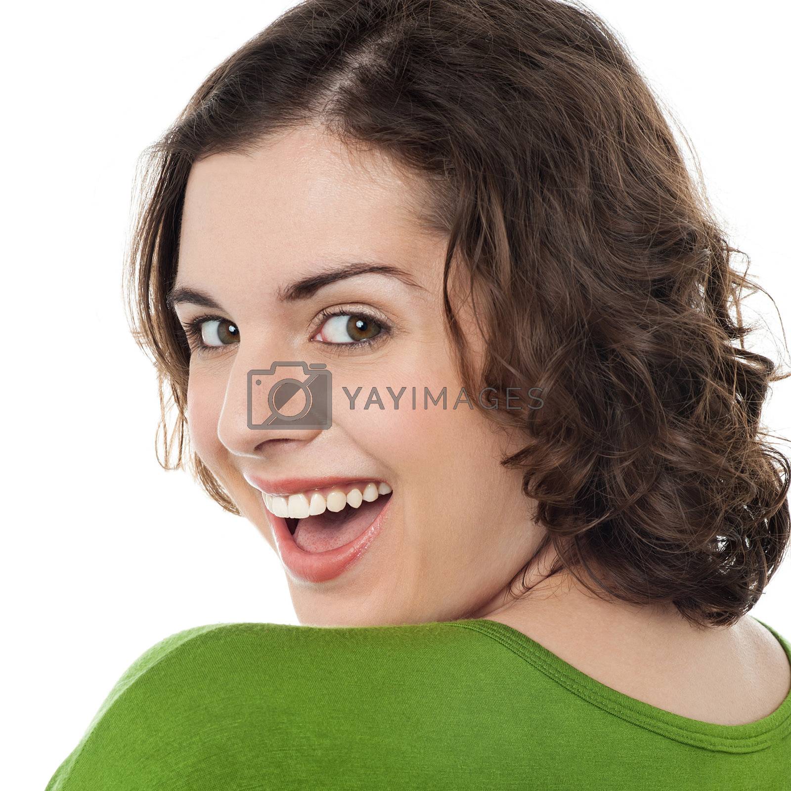 Royalty free image of Excited caucasian woman looking at you by stockyimages